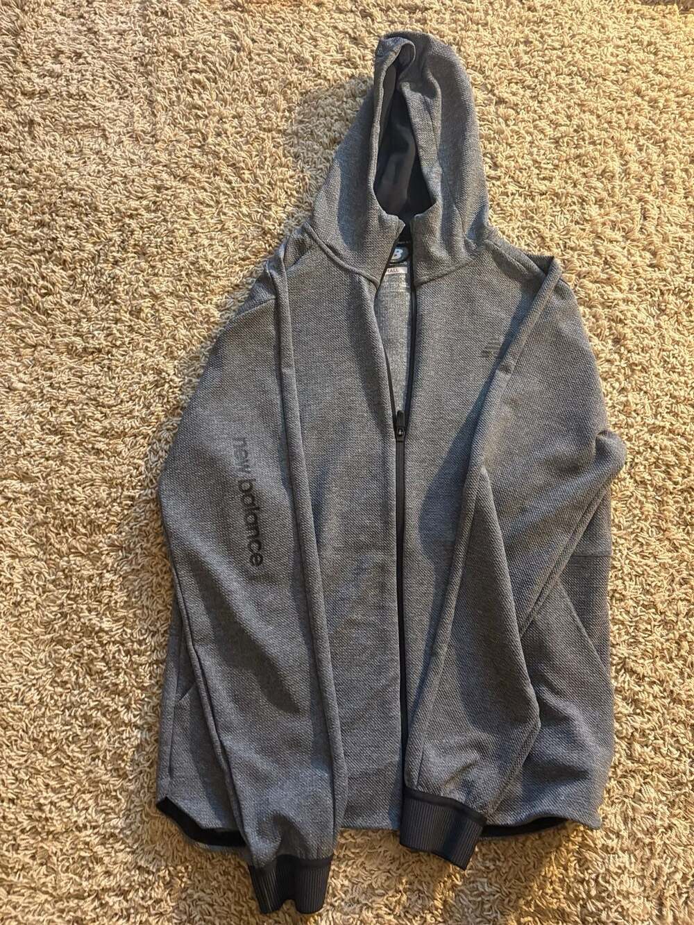 New Balance Full Zip Hoodie Size S Charcoal Herringbone - Picture 4 of 6